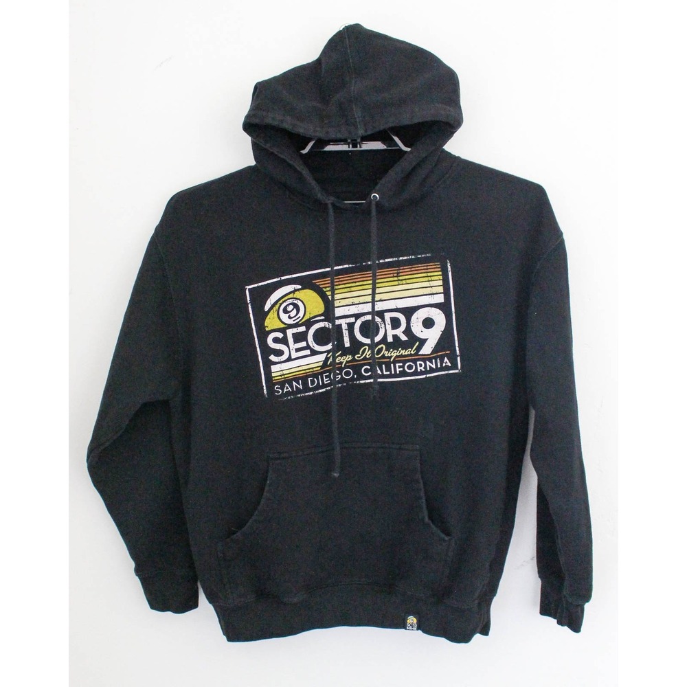 Sector 9 Hoodie Pullover Mens Large Black Fleece Skateboard San Diego Pocket